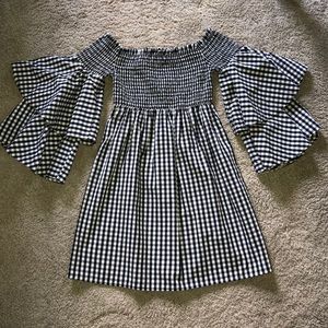 Gingham Off the Shoulder Dress